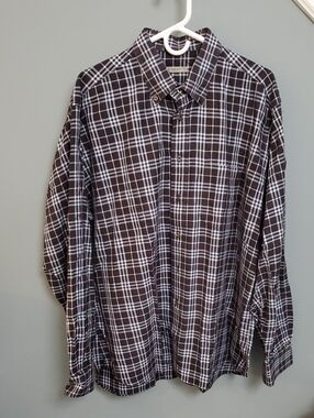 BURBERRY London Black and White Plaid Button-Down Shirt (sz XL)